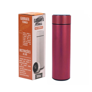 GARRAFA TERMICA C/TERMÔMETRO VERMELHA